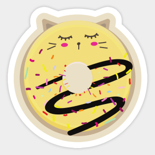 Sleeping Yellow Blushing Cat donut Sticker